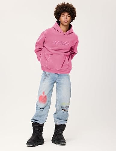 Aelfric Eden Hoodies Mens Acid Wash Hoodie Oversized Vintage Heavyweight Cotton Fleece Hooded Pullover Sweatshirt thumbnail 6