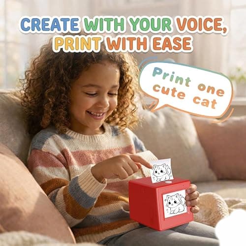 Bioetva AI Smart Voice Sticker Printer Box, Smart Thermal Sticker Printer with Voice Control & Display, Inkless Portable Mini Printer for DIY, Study & Creative Fun, Includes 5 Rolls of Paper thumbnail 3