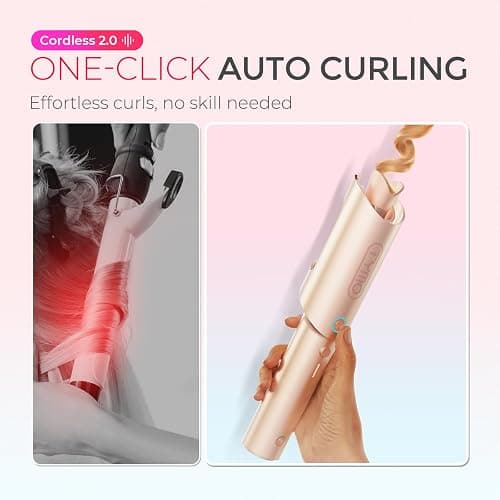 TYMO Cordless Automatic Curling Iron - TYMO CurlGo 1 Inch Beach Waves Rotating Curling Wand, Portable Hair Curlers for Travel, Dual Voltage & Rechargeable Curler for Women, Tangle-Free, Gold Blush thumbnail 3