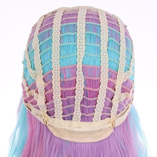 PATTNIUM 14 Inches Rainbow Wig Short Wavy Wig Pastel Rainbow Wig with Bangs Multi Color Wig for Women Girls Heat Resistant Synthetic Cosplay Costume Wig (Rainbow) - Multi-color thumbnail 6