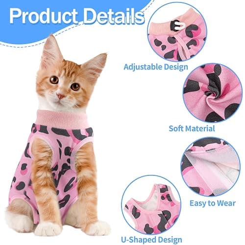 Coppthinktu Cat Recovery Suit Female, Breathable Cat Onesie After Surgery Female for Abdominal Wounds or Skin Diseases, Surgery Recovery Suit Kitten Surgical Onesie After Spay Wear Anti Licking thumbnail 2