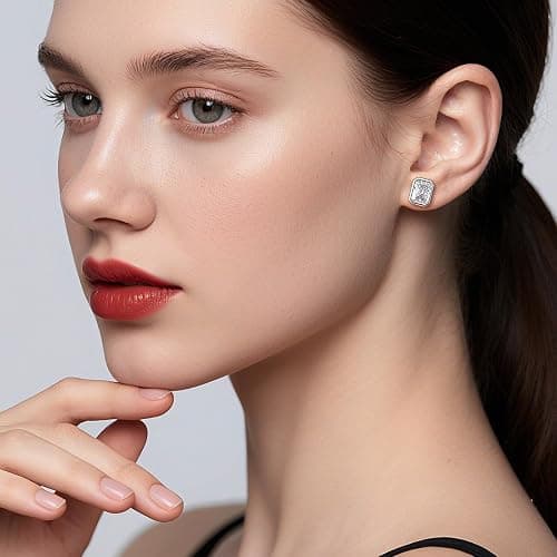 Jiahanzb Brilliant Heart-cut/Oval-cut/Trillion-cut/Cushion-cut/Emerald-cut/Marquise-cut Stud, 925 Sterling Silver Cubic Zirconia Stud Earrings for Women Men thumbnail 5