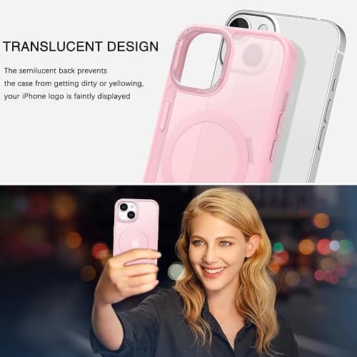 BENTOBEN Compatible with iPhone 15 Plus Case, Translucent Matte Slim Shockproof Magnetic Phone case [Compatible with MagSafe] Women Men Girl Boy Protective Cover for iPhone 15 Plus, Tender Pink thumbnail 6