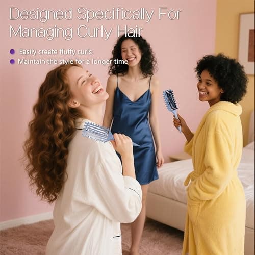 Curly Hair Brush,Curl Defining Brush for Effortlessly Defined Curls & Waves,Vented Hair Brush for Wet & Dry Hair,Women and Men,Reduces Frizz (Haze Blue) thumbnail 5