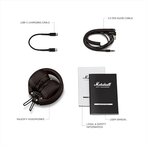 Marshall Major V Wireless On-Ear Bluetooth Headphones - 100+ Hr Playtime | Detachable Audio Cable | Microphone for Calls | Lightweight, Foldable Design for Travel - Brown thumbnail 11