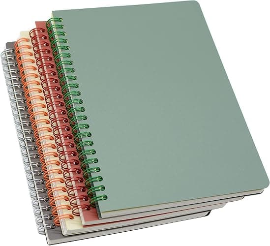 Yansanido Aesthetic Spiral Notebook, 4 Pcs A5 Thick Plastic Hardcover 8mm Ruled 4 Color 80 Sheets -160 Pages Journals for Study and Notes (Ruled-4pcs Wine Red,Black,Dark Green,Beige, A5) thumbnail 3