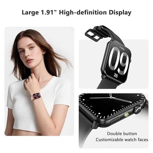 Blackview Smart Watch for Women, 1.91" HD Fitness Watch with LED Flashlight, Heart Rate SpO2 Sleep Stress Monitor, 120+ Sports Modes, Waterproof Step Counter, Bluetooth Call Smartwatch for iOS Android thumbnail 2