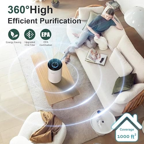 Air Purifiers for Bedroom Home up to 1000 ft², Vniup H14 True HEPA Room Air Purifiers for Bedroom, with Fragrance Function Sleep Mode& Light Mode Air Cleaner for Pet Dander Odor Dust Smoke thumbnail 3