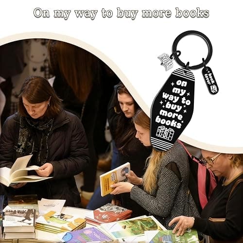 Bookish Gifts Motel Keychain Book Keychain Charms Bookish Merch Book Lover Gifts for Women Men On My Way To Buy More Books Motel Keychains School Librarian Appreciation Gifts thumbnail 4