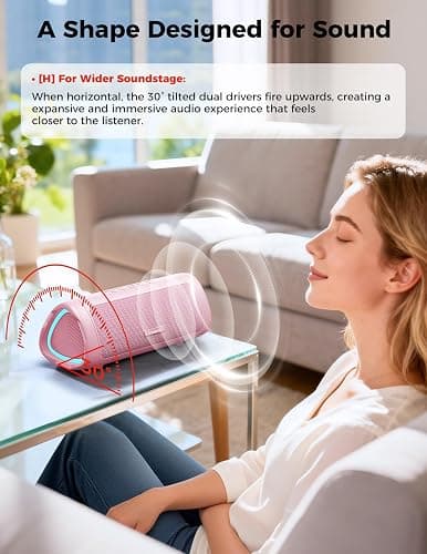 BolaButty Bluetooth Speaker with HD Sound, Portable Wireless, IPX5 Waterproof, Up to 20H Playtime, TWS Pairing, BT5.3, for Home/Party/Outdoor/Beach, Electronic Gadgets, Birthday Gift (Pink) thumbnail 8