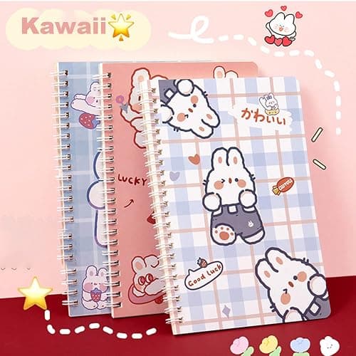 SHIDESHIN 4 Pack Cute A5 Spiral Notebooks Kawaii Rabbit Journals, 8.3" x 5.9" Lined Paper Notebook College Ruled Journals Easter Day Gift School Supplies for Kids Girls Teens thumbnail 4