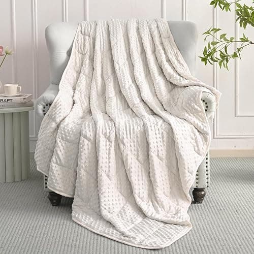 Mr. Sandman Weighted Blanket for Adults, Heavy Blanket for Woman,Man Sleeping/Calm, Soft and Cozy Weighted Throw Blankets, Machine Washable, 60 x 80in, 15 lbs, White thumbnail 2
