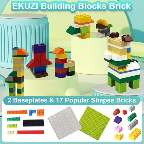 ekuzi Classic Bricks Compatible with Lego Base Plates (500pcs+2plates) thumbnail 5