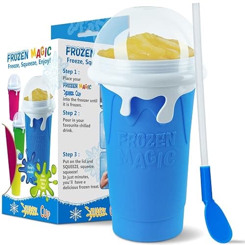 Slushy Maker Cup 16.9 oz Slushy Squeeze Cup for Homemade Milkshake, Magic Slushy Maker Squeeze Cup, DIY Smoothie Maker for Kids (1 in Blue) - Image 1