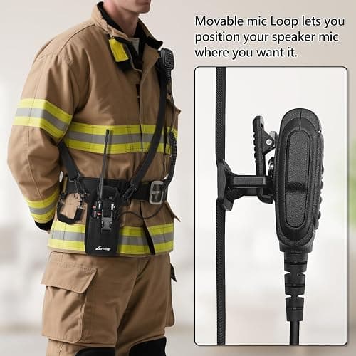 Radio Holster for Firefighter EMS EMT Bundle Set Includes Anti-Sway Strap for Radio Strap, Moveable Mic Holder,Radio Holder,Shoulder Strap Fits for Two-Way Ham Walkie Talkie Radio Scanner thumbnail 4