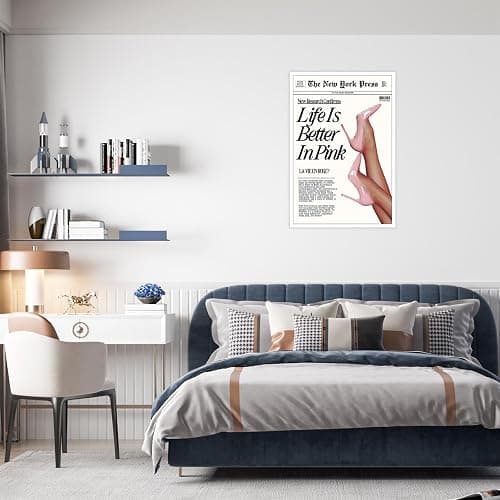 Trendy Baby Pink Poster Funny 70s Posters The New York Press Wall Art Life Is Better in Pink Hot Girl Canvas Prints Preppy Aesthetic Decor for Cool Girly Bedroom Room Home Dorm 16x24inch Unframed thumbnail 7