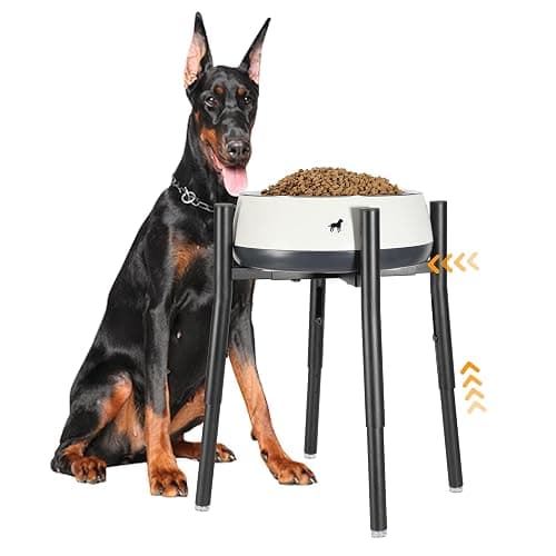 PROERR Raised Single Dog Bowl Stand, Adjustable 12-16" Tall, Elevated Dogs Food Bowl Stand for 8-12" Wide Bowls, Dog Bowl Holder for Medium Large - Metal Pets Dish Holder Only - Black - Image 1