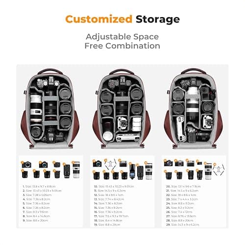 K&F CONCEPT Camera Backpack,Hardshell Photography DSLR Camera Bag with 15-15.6 Inch Laptop Compartment Hard Shell Camera Case Compatible with Canon/Nikon/Sony/DJI Mavic Drone thumbnail 3