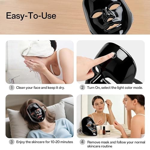 SUERBEATY Red Light Mask For Face, 7-1 Colors Red Light Face Mask | Facial Skincare At Home, Cordless, Portable and Rechargeable,Black thumbnail 8