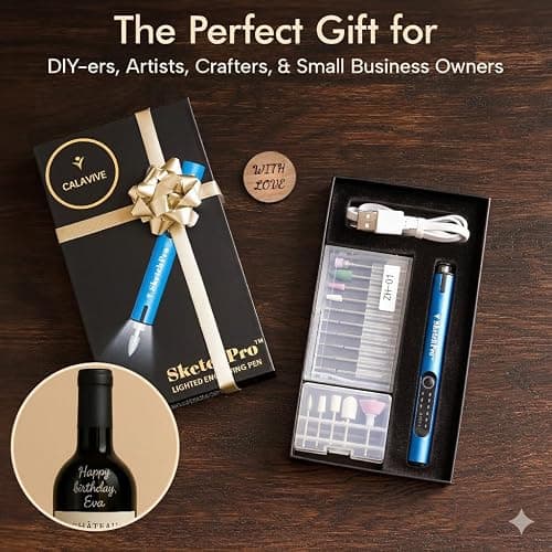 SketchPro Cordless Engraving Pen with LED Light – 3-Speed Precision Etching Tool for Wood, Metal, Glass & Plastic – USB-C Rechargeable, 26 Accessories – Ideal for DIY, Jewelry & Craft Projects thumbnail 4
