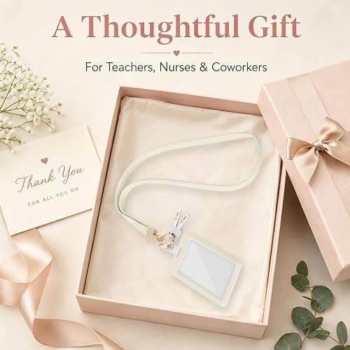 Cute Lanyards for ID Badges Women Teacher Lanyard with Card Holder | Thin neck long strap with badge holder, Elastic lanyard holder for keys, Cute for women teachers, Idea for office, school thumbnail 8