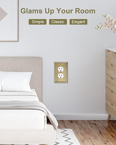 6-Pack Single Duplex Outlet Cover Plate, Decorative Antique Brass Switch Plates and Outlet Covers, Metal Wall Plates for Electrical Outlets, 1 Gang Receptacle Cover, Corrosion Resistant thumbnail 6