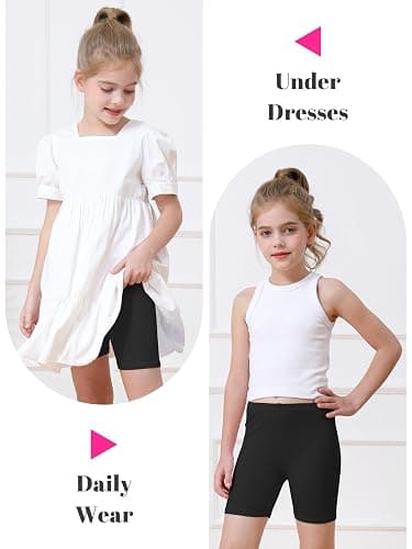 Resinta 6 Pack Girls Bike Shorts Under Dress Dance Cartwheel Shorts for Toddler Kids Summer Clothes Multicolor thumbnail 4