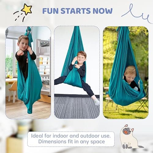 Therapy Swing for Kids with Special Needs (Hardware Included) Snuggle Swing Cuddle Indoor Outdoor Adjustable Hammock for Children with Autism, ADHD, Aspergers, Sensory Integration thumbnail 6