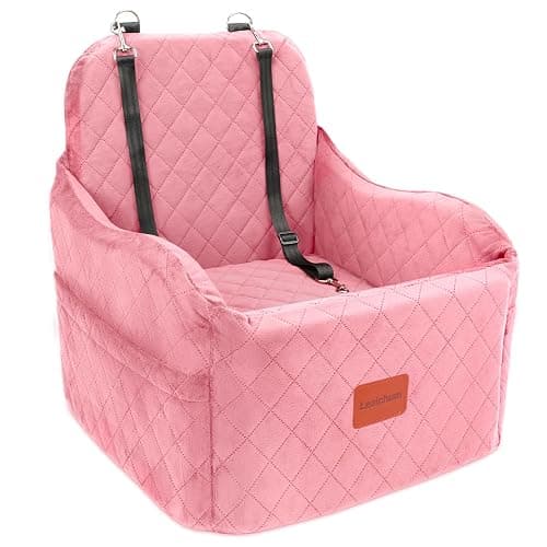 Lealchum Dog Booster Car Seat for Small/Medium Dogs,Soft Puppy Portable Car Seat with Elevated Cushion,Fits in Front/Back Seat,Fully Detachable and Washable,Easy to Install (Pink, Medium) - Image 1