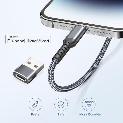 Basesailor iPhone 14 13 Pro Max Charger Cable 10FT,USB C to Lightning Cable with USB A Adapter,Fast Car Charging Power Cord for Apple 12 11 Plus XS XR 8 7 6 Plus 5 SE,iPad 9 9th 8 8th Generation thumbnail 4