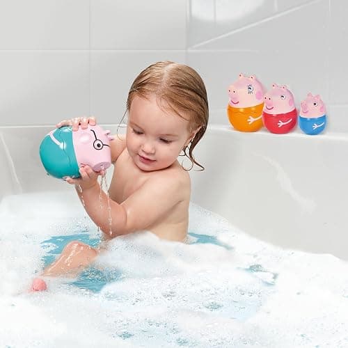TOMY Toomies Peppa Pig - Peppa’s Nesting Family - Includes Peppa Pig, Mummy Pig, Daddy Pig and George - Nesting, Sorting & Pouring Toy - Ages 18 Months and Up thumbnail 4