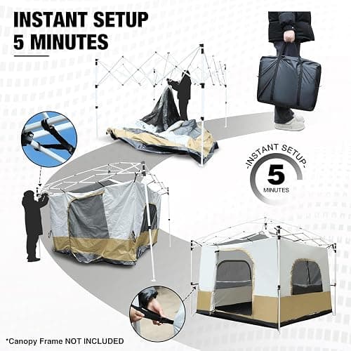 REDCAMP Canopy Camping Tent for Pop Up Canopy Tent, Inner Tent Converts Straight Leg 10'x10' or 10'x20' Canopy into Camping Tent, Fits 4-6 Person(Frame/Shelter NOT Included) thumbnail 9