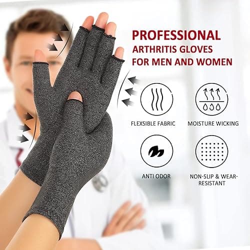 Zexhoor 2 Pairs Arthritis Compression Gloves for Women Men, Carpal Tunnel Pain Relief, Fingerless for Typing Both Hands - Medium - Black1+pink1 thumbnail 4