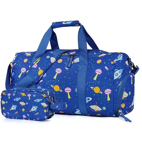 Vipdeal Boys Duffle Bag for Travel, Kids Duffle Bag Large Weekender Overnight Bags with Kids Toiletry Bag Set Shoe Compartment Carry on, Space Blue - Image 1