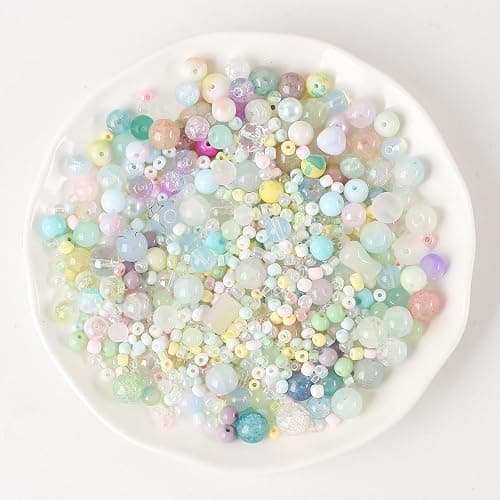 ToBeIT 300g Assorted Glass Beads Cracked Bead Spacer Seed Beads Set Multiple Sizes Glass Bead Craft Beading Bulk for Jewelry Making DIY Craft Bracelets Necklace Key Chains thumbnail 6