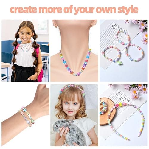 Kids DIY Bead Jewelry Making Kit, Beads for Girls Toys Bead Art and Craft Kits DIY Bracelets Necklace Hairband and Rings Toy for Age 4 5 6 7 8 9 10 11 Year Old Girl Gifts thumbnail 5