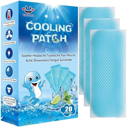 20 Sheets Cooling Patches for Fever Discomfort & Pain Relief, Cooling Relief Fever Reducer, Soothe Headache Pain, Pack of 20 Blue - Image 1