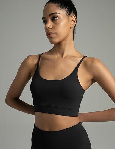 Colorfulkoala Women's Dreamlux Bowknot Strappy Sports Bras Light Impact Workout Yoga Tops - Small - Black thumbnail 4