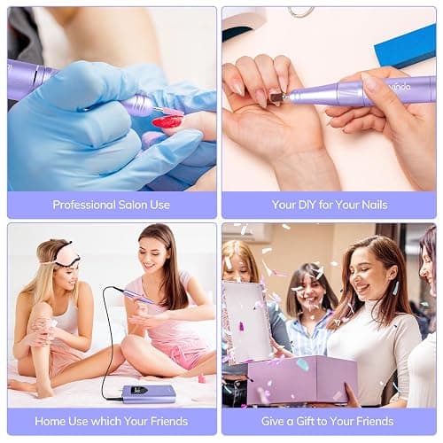 Lavinda Professional Nail Drill 35000 RPM, Cordless Electric Nail File Efile for Acrylic and Gel Nails, Manicure Pedicure Polishing Tool for Salon and Home Use (Purple) thumbnail 8