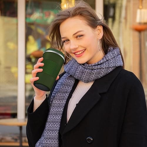 CS COSDDI Thermobecher- Isolierbecher, Edelstahl Travel Mug, 13oz/380ml Vakuum auslaufsicher Reisebecher mit Deckel, Autobecher, doppelwandig isoliert für, Wasser und Tee, Kaffee-to-go Becher thumbnail 2