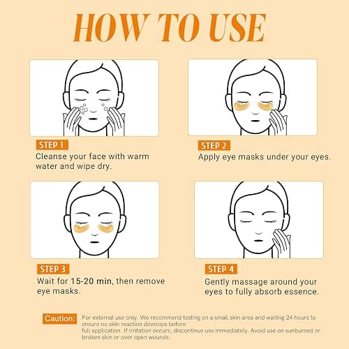 PEAUAMIE Under Eye Patches with Collagen and Hyaluronic Acid Eye Mask for Wrinkle,Dark Circles,Face Mask Skin Care Products 24 Pairs thumbnail 7