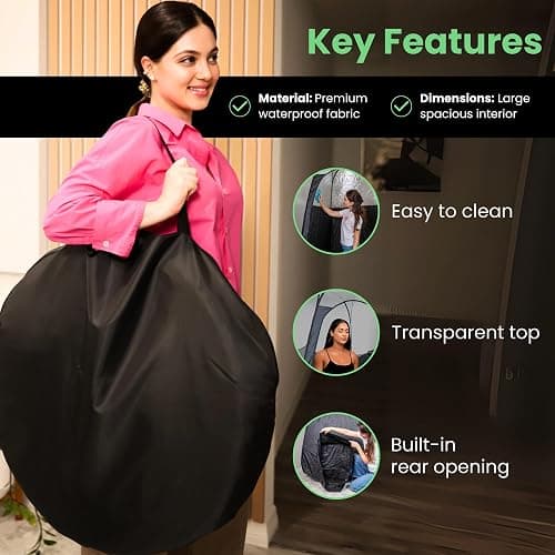 KobbTan Large Deluxe Spray Tan Tent – Pop Up Tent Portable Tanning Booth with Carry Case – Clear Window for Perfect Spray Tanning – Extraction Fan Opening – Easy Clean Spray Tan for Home & Salon thumbnail 8