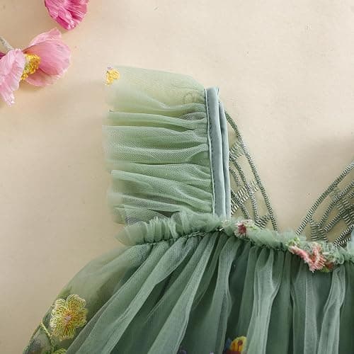 Newborn Infant Baby Girls Clothes Flower Butterfly Embroidery Sleeveless Romper Tulle Mesh Dress Toddler Bodysuit thumbnail 2