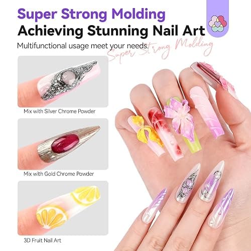 SAVILAND 3D Gel Nail Art Set: 2PCS 15g 3D Nail Gels Sculpting Gel for Nail Art Design, No Wipe Clear 3D Molding Painting Gels for Chrome Powder, DIY Decoration Charms Home DIY & Salon Use thumbnail 4