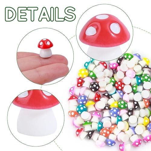 180 Pcs 18-Color Mini Resin Mushroom Figures,Glow in Dark Miniature Figurines Bulk for Fairy Garden,Dollhouse Décor,Terrarium & Scavenger Hunts - Tiny Mushroom Accessories with Realistic Details thumbnail 4