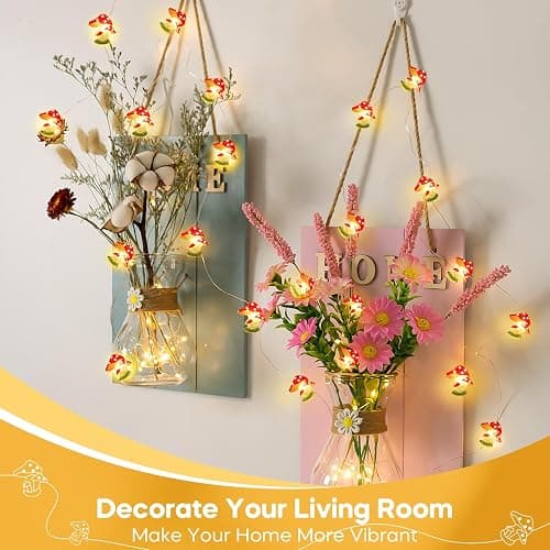 Coquimbo Mushroom Lights Room Cottagecore Decor: Christmas Stocking Stuffers Gifts for Teen Girls Boys, 10FT 30LED Fairy Lights Battery Operated Cute Mushroom Lamp Decorations for Bedroom Dorm Wedding thumbnail 7
