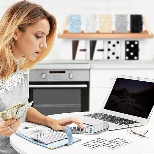 Onlyesh Budget Binder, Cash Envelopes for Budgeting, Money Organizer for Cash, 28Pcs Budget Binder with Cash Envelopes, Marble 6-Ring Money Saving Binder(Blue) thumbnail 2