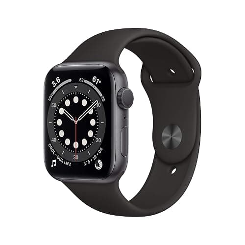 Apple Watch Series 6 (GPS, 44mm) - Space Gray Aluminum Case with Black Sport Band (Renewed) - Image 1