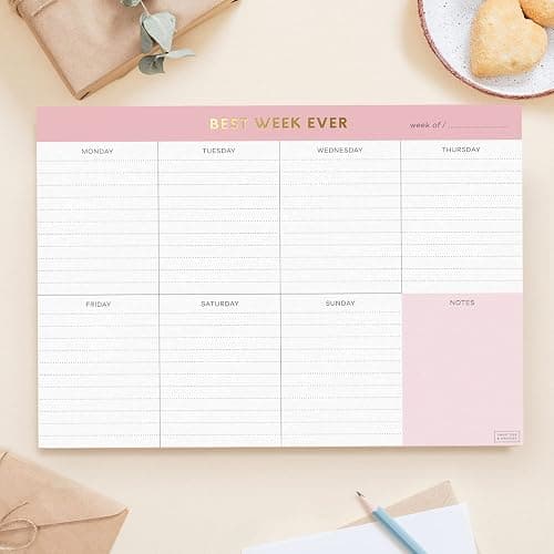 Sweetzer & Orange Weekly To Do List Pad. Gold Foil 7 days Planner with Daily Roadmap Agenda Squares. 7x10” Day Workbook 2025 - Student Blueprint, Work Manual, and Checklist Note Pad thumbnail 7