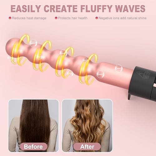 5 in 1 Curling Wand Set, Curling Iron with Curling Brush,Hair Straightener & 3 Interchangeable Ceramic Curling Wand(0.35"-1"), Fast Heat Hair Wand Curler, Include Glove & 2 Clips for Women Girls Gift thumbnail 7